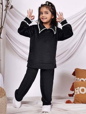NEUDIS Girls Casual Top Trouser(Black)