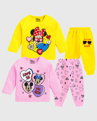 DISNEY BY MISS & CHIEF Baby Girls Minnie Casual T-shirt Track Pants(Multicolor 149)