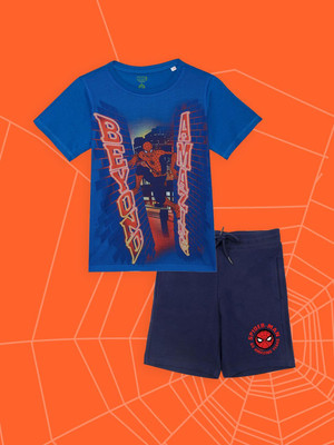 YK Marvel Boys Avengers Casual T-shirt Shorts(Blue, Navy Blue)