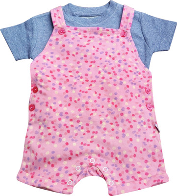 MATRIKA Dungaree For Baby Boys & Baby Girls Casual Printed Cotton Blend(Pink, Pack of 1)