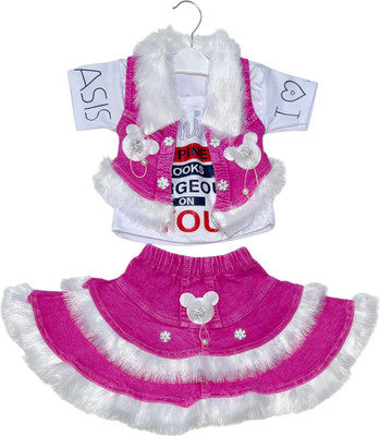 Unique Choice Baby Girls Party(Festive) T-shirt T-shirt(Pink)