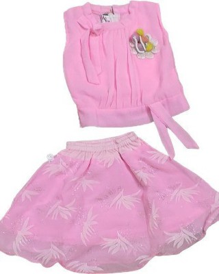 PK Collection Baby Girls Party(Festive) Top Skirt(pink)