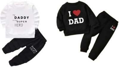 CuteHug Baby Boys & Baby Girls Casual T-shirt Pant(White and Black)