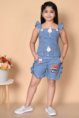 KimZimDresses Girls Casual Top Shorts(Denim)