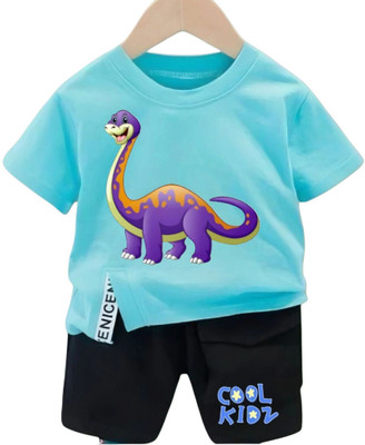 dingdong Baby Boys & Baby Girls Party(Festive) T-shirt Shorts(Blue, Purple)
