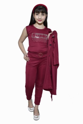 PERFECTPIVOT Girls Casual Top Pant, Shrug(Maroon)