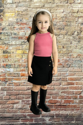 RIYANSHI Girls Casual Top Shorts(Pink, Black)