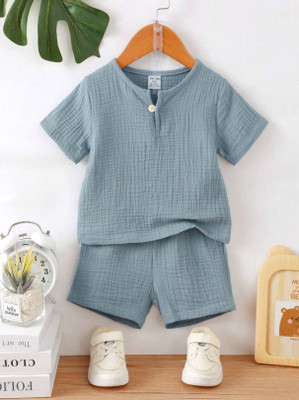 Nelkar Boys & Girls Casual Shirt Shorts(SKYBLUE)