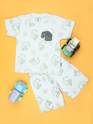 V-MART Boys Casual T-shirt Shorts(Light Green)