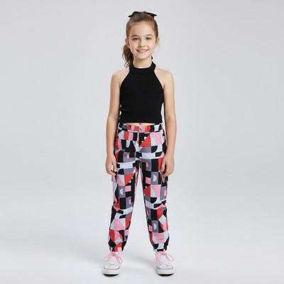 Minicharm Girls Daisy Casual Top Track Pants(Black & Red)