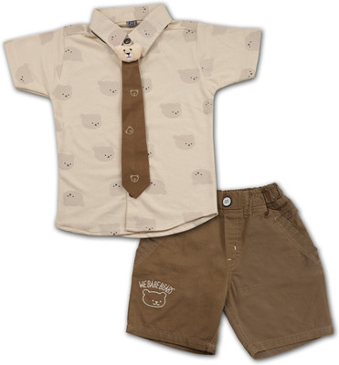 Choo Choo Boys Casual Shirt Shorts(Brown)