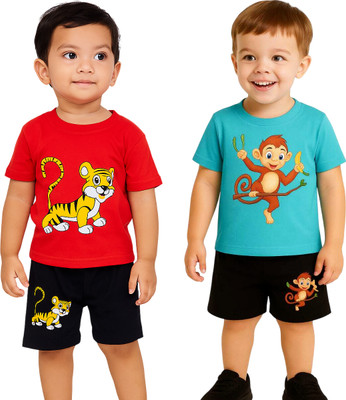 SEGRO Baby Boys & Baby Girls Casual T-shirt Shorts(RED, MINT)