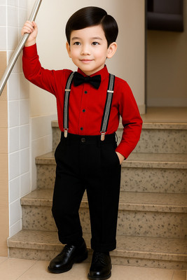 Bleckz Someck Boys Party(Festive) Shirt Pant(Red)