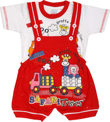 Billion Baby Boys & Baby Girls Casual Dungaree Dungaree(Red 3)