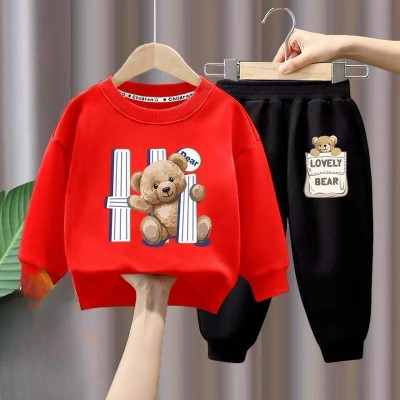 Z COLLECTION Boys & Girls Casual Sweatshirt Trouser(Red&Black)