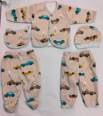ADRIEL BRINGING JOY Baby Boys & Baby Girls Casual T-shirt Cap, Bib, Pyjama(cream)