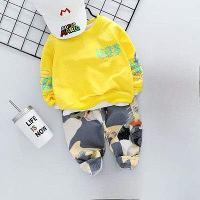 Googogaaga Baby Boys Casual Sweatshirt Pant(Yellow)