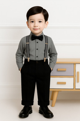 VARNIKA KIDS Baby Boys Party(Festive) Shirt Pant(Grey)