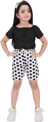 GECOM Girls Casual Top Shorts(Black & White)