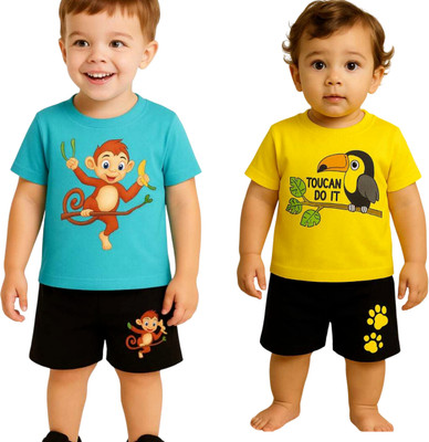 SEGRO Baby Boys & Baby Girls Casual T-shirt Shorts(MINT, GOLD)