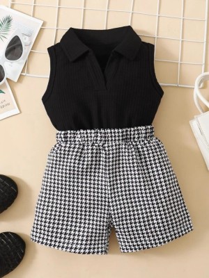 DEL LUNA Baby Girls Casual Top Skirt(Black)