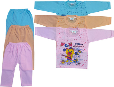 Siddhi Enterprises Baby Boys & Baby Girls Casual T-shirt Pyjama(pink)
