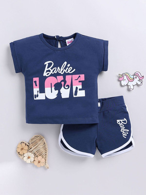 YK X Tinyo Boys & Girls Barbie Casual Top Shorts(Navy Blue)