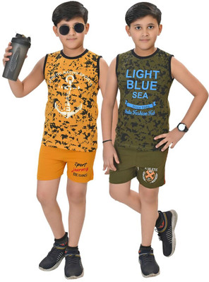 SANDOLL Boys Casual Vest Shorts(LIGHT-YELLOW)