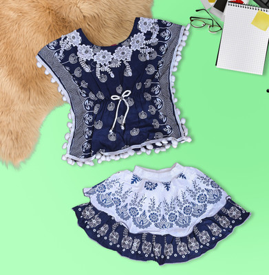 HouseOfCommon Baby Girls Casual Top Skirt(Blue)