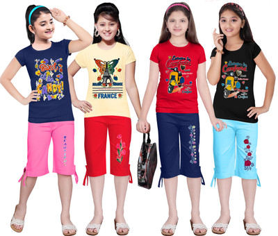 KS KOARRA Girls Casual T-shirt Track Pants(186 MULTICOLOURRS)