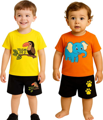 SEGRO Baby Boys & Baby Girls Casual T-shirt Shorts(GOLD, ORANGE)