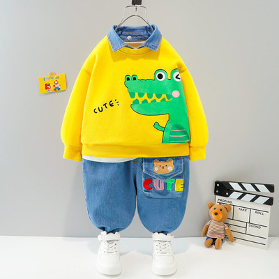 HAMPU Baby Boys & Baby Girls Casual Sweatshirt Jeans(YELLOW)