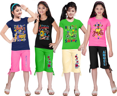 KS KOARRA Girls Casual T-shirt Track Pants(156 MULTICOLOURRS)