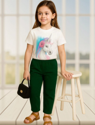 TarrenT HunT Girls Casual T-shirt Pant(Green Pochi)