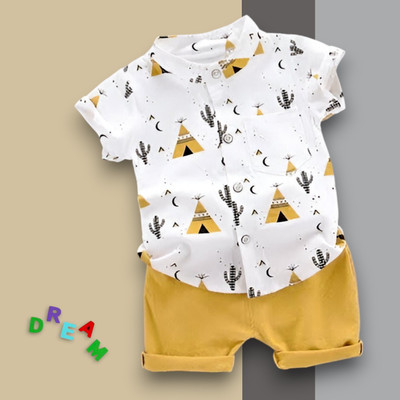 WinsKart Baby Boys & Baby Girls Party(Festive) Shirt Shorts(CLASSIC_YELLOW)