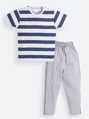 Todd N Teen Boys Casual T-shirt Track Pants(greynavy)