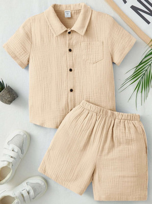 MAHADEVFAB Baby Boys Casual Shirt Shorts(CREAM)