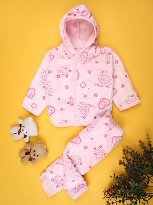 V-MART Baby Girls Casual T-shirt Pyjama(Light Pink)