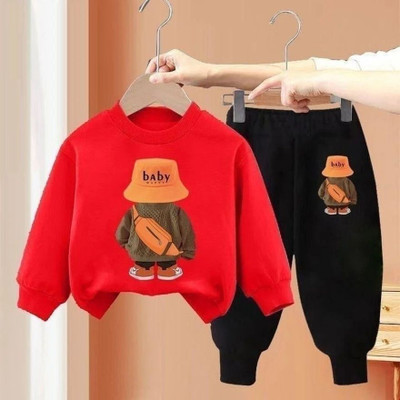 Z COLLECTION Boys Party(Festive) Sweatshirt Track Pants(Red)