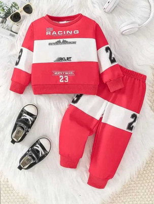 LIBU N PIXIE Baby Boys & Baby Girls Casual T-shirt Trouser(CHERRY)