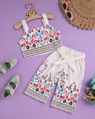 NiceNisaFashion Girls Party(Festive) Top Pant(White)