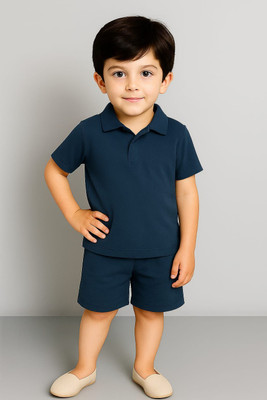 Charmi Fashion Boys Casual T-shirt Shorts(Navy Blue)