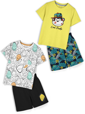 Hellcat Girls Casual T-shirt Shorts(White2/Yellow2)