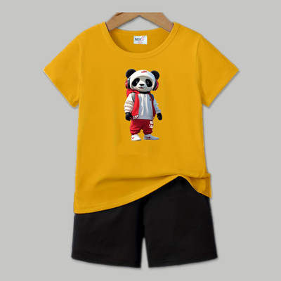 MGRS Baby Boys & Baby Girls Casual T-shirt Shorts(MUSTARD)