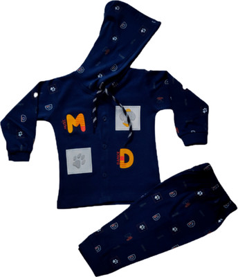 SANIKIDS Baby Boys & Baby Girls Casual Sweatshirt Sweatpant(NAVY BLUE)