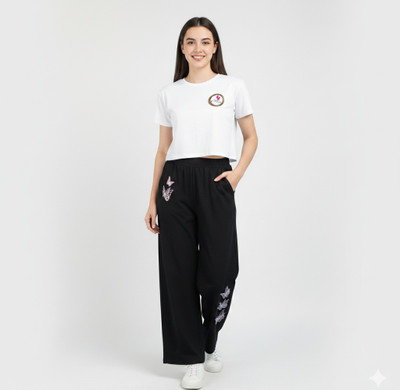 Wearax Girls Casual T-shirt Trouser(WHITE)