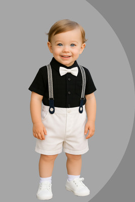 Jhrey creation Boys Party(Festive) Shirt Shorts(BLACK)