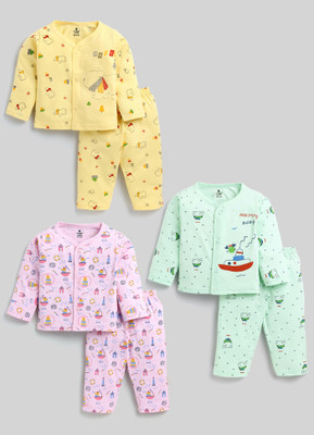 TINY BINY Baby Boys & Baby Girls Casual Top Pyjama(Mango, Sea Green, Light Pink)