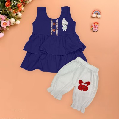 Soumen Fashion Baby Girls Party(Festive) Dress Top, Shorts(Blue)