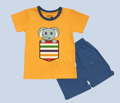 Baby Wolf Baby Boys & Baby Girls Casual T-shirt Shorts(Baby Elephant Yellow and Blue Combo)